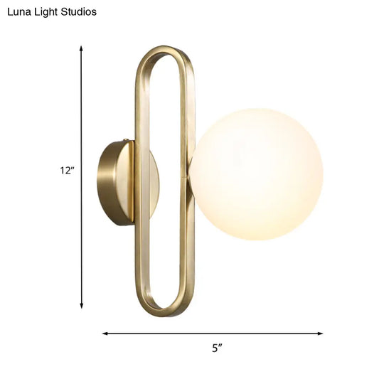 Traditional Gold Globe Wall Sconce Light With Frosted Glass Shade For Dining Room - 6 Wide