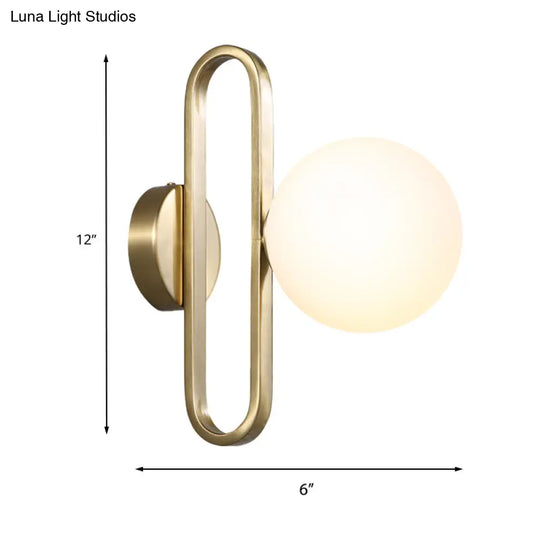 Traditional Gold Globe Wall Sconce Light With Frosted Glass Shade For Dining Room - 6 Wide