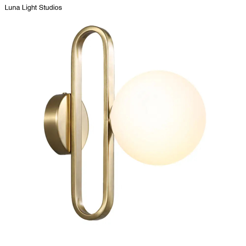 Traditional Gold Globe Wall Sconce Light With Frosted Glass Shade For Dining Room - 6 Wide