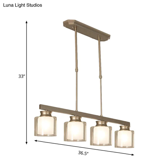 Traditional Gold Island Hanging Lamp With Clear Glass Shade Ideal For Dining Rooms - 3/4 Lights