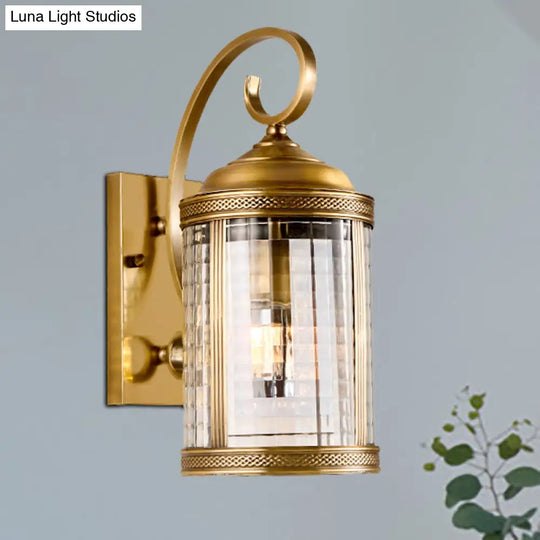 Traditional Gold Metal Birdcage Wall Mounted Light With Clear Glass Shade For Porch