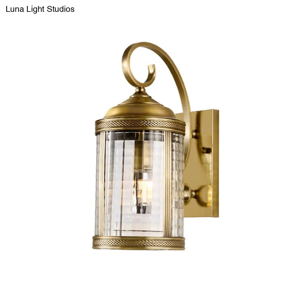 Traditional Gold Metal Birdcage Wall Mounted Light With Clear Glass Shade For Porch