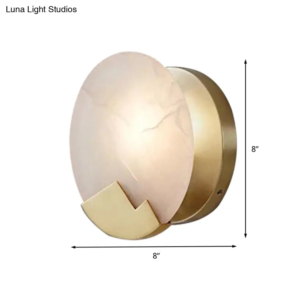 Traditional Gold Metal Wall Mounted Candle Lamp With Marble Accent