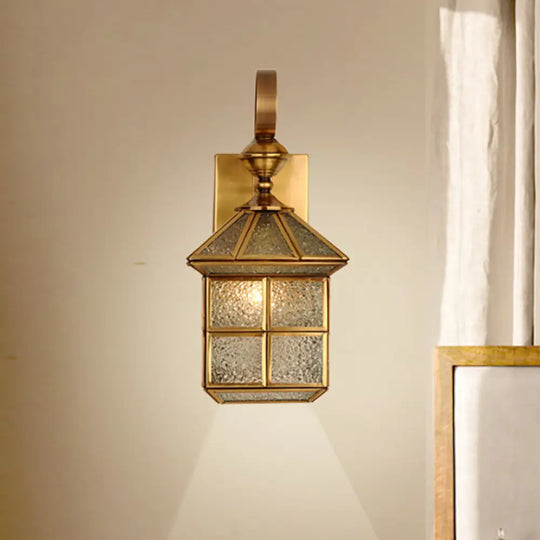 Traditional Gold Metal Wall Sconce - Geometric 1-Head Foyer Light Fixture