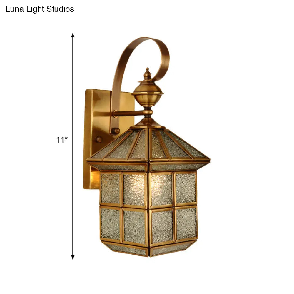 Traditional Gold Metal Wall Sconce - Geometric 1-Head Foyer Light Fixture