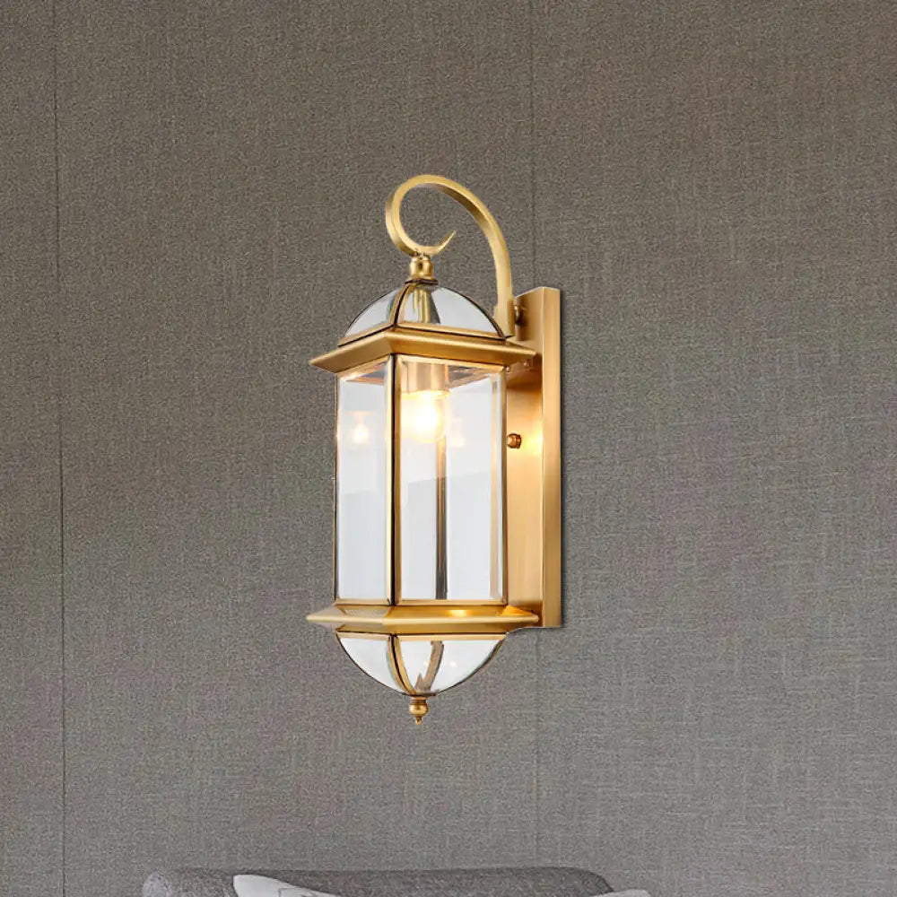 Traditional Gold Metal Wall Sconce With Curved Arm And Bulb - Stylish Living Room Light Fixture