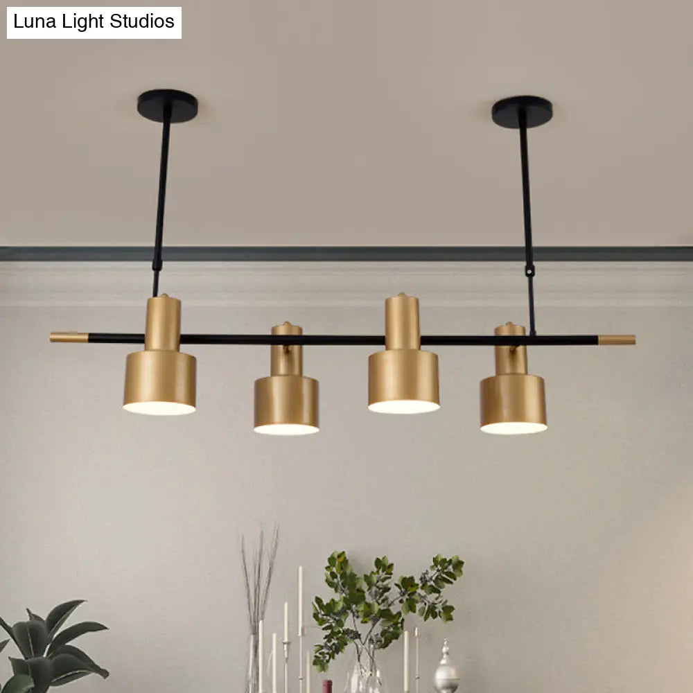 Traditional Gold Pendant Light With Drum Shade - 4/5 Lights For Dining Room Island