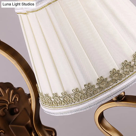 Traditional Gold Pleated Wall Sconce With Crystal Accent - Fabric Shade Half Bulb Ideal For Living