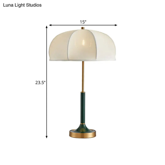 Traditional Gold Single Bulb Desk Lamp - Elegant Fabric Umbrella Nightlight For Living Room