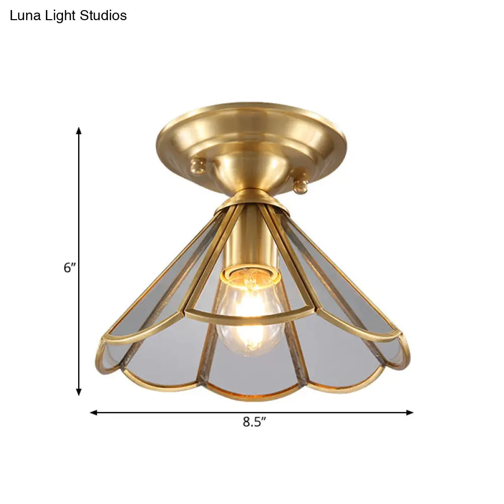 Traditional Gold Tapered Semi Flush Mount Ceiling Light For Living Room