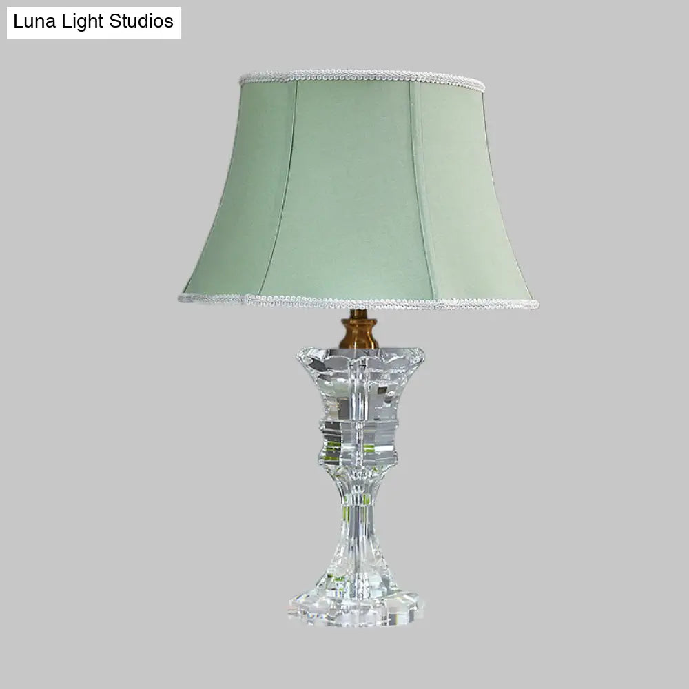 Traditional Green Bell Night Light Table Lamp With Crystal Base - Ideal For Bedrooms