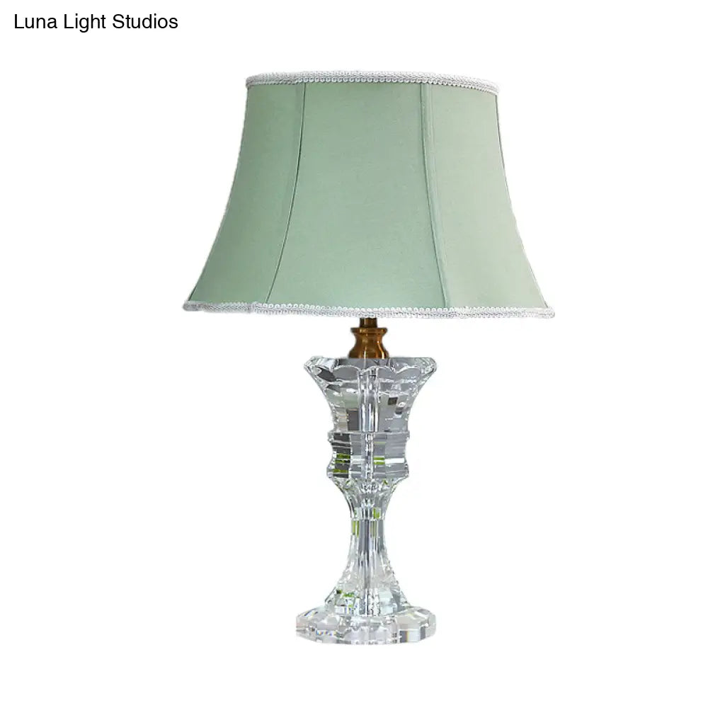 Traditional Green Bell Night Light Table Lamp With Crystal Base - Ideal For Bedrooms