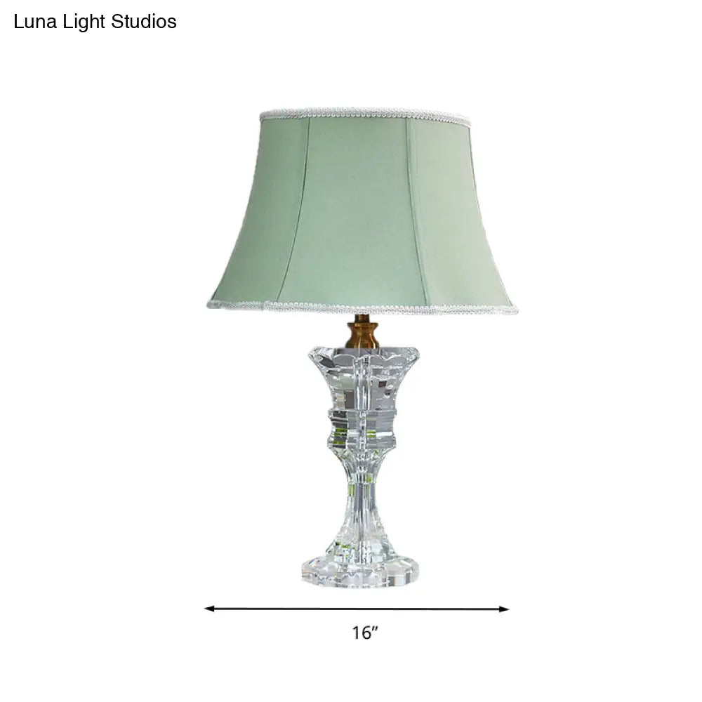 Traditional Green Bell Night Light Table Lamp With Crystal Base - Ideal For Bedrooms