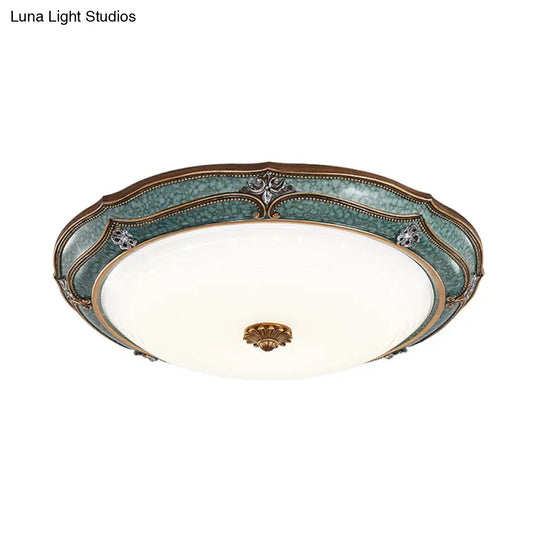 Traditional Green Resin Ceiling Mounted Led Flower Flush Mount Lamp - 16/19.5/13 Sizes For Living