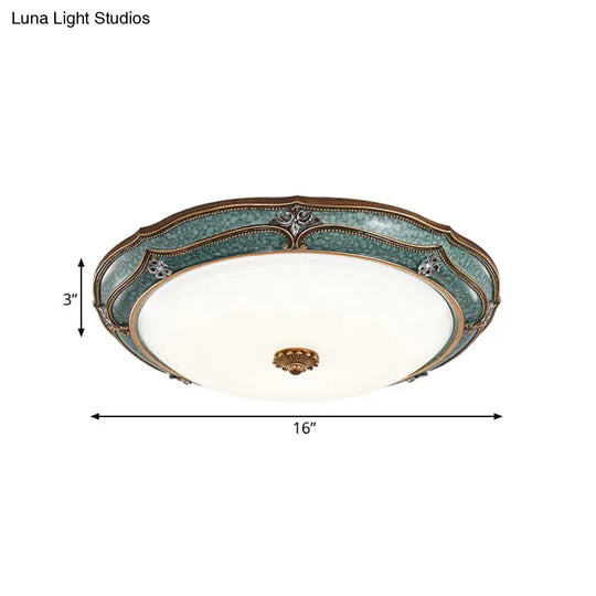 Traditional Green Resin Ceiling Mounted Led Flower Flush Mount Lamp - 16’/19.5’/13’ Sizes For