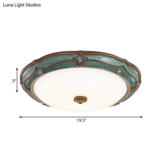 Traditional Green Resin Ceiling Mounted Led Flower Flush Mount Lamp - 16’/19.5’/13’ Sizes For