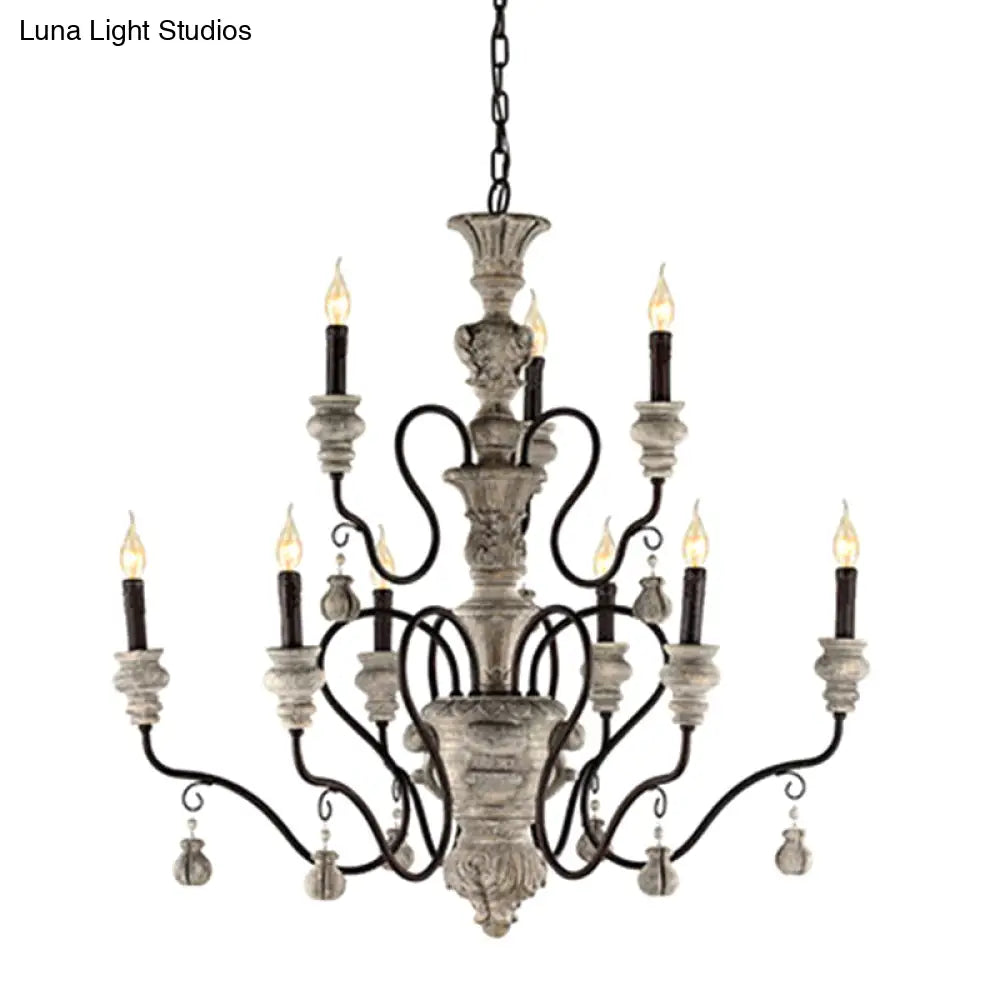 Traditional Grey Resin Chandelier Candelabra Ceiling Lighting For Your Living Room