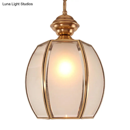 Traditional Hanging Pendant Lamp - White Glass Lantern With Restaurant Suspension