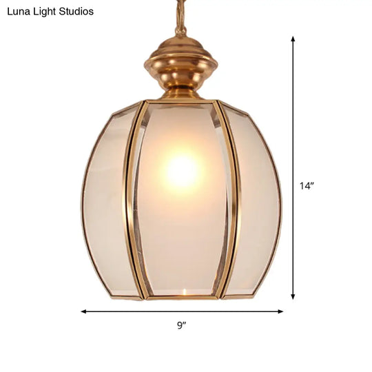 Traditional Hanging Pendant Lamp - White Glass Lantern With Restaurant Suspension