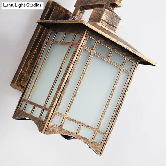 Traditional House Wall Sconce - Single Mounted Light With Frost Glass Shade