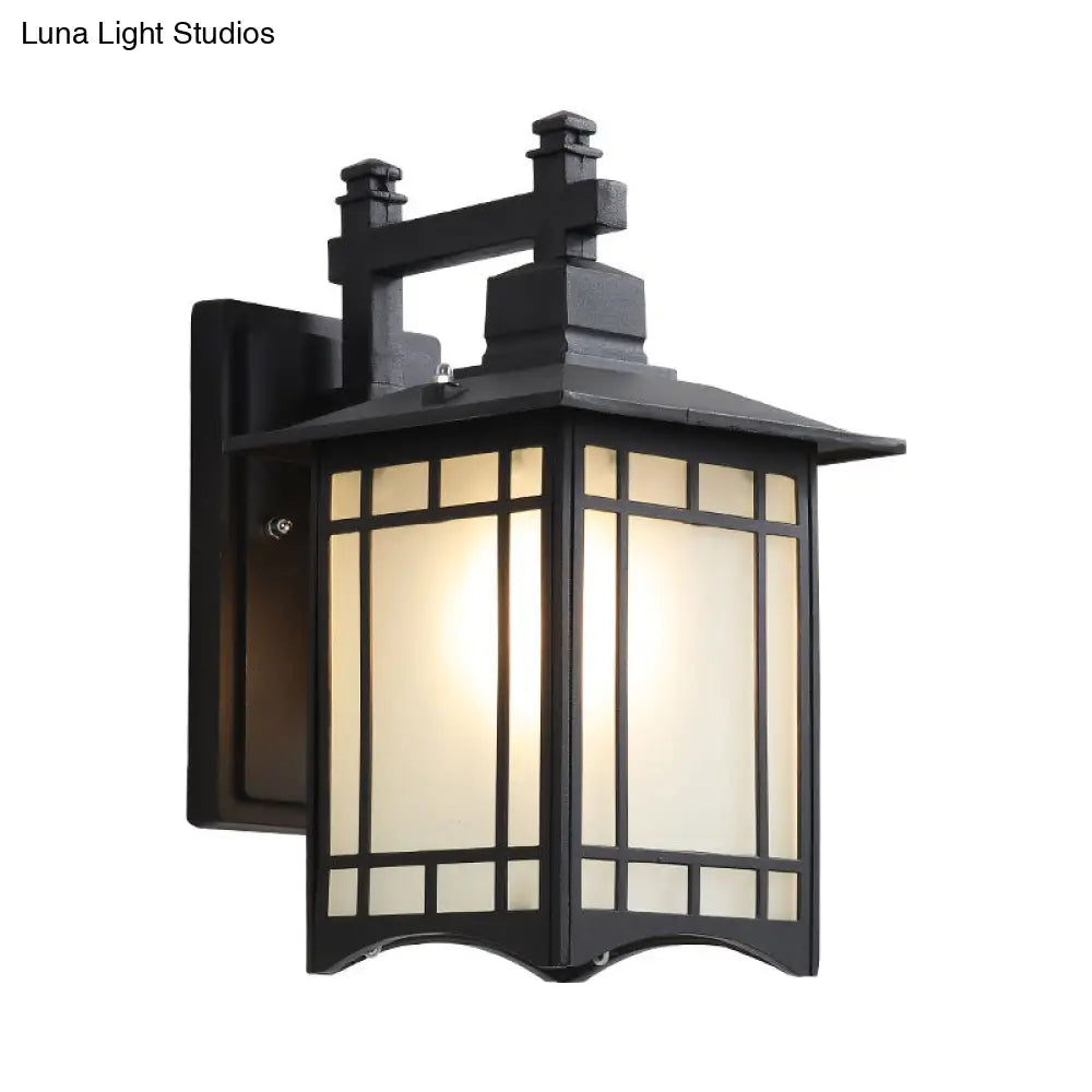 Traditional House Wall Sconce - Single Mounted Light With Frost Glass Shade