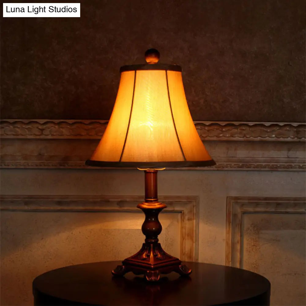 Traditional Khaki Flare Nightstand Lamp - Single-Bulb Table Light