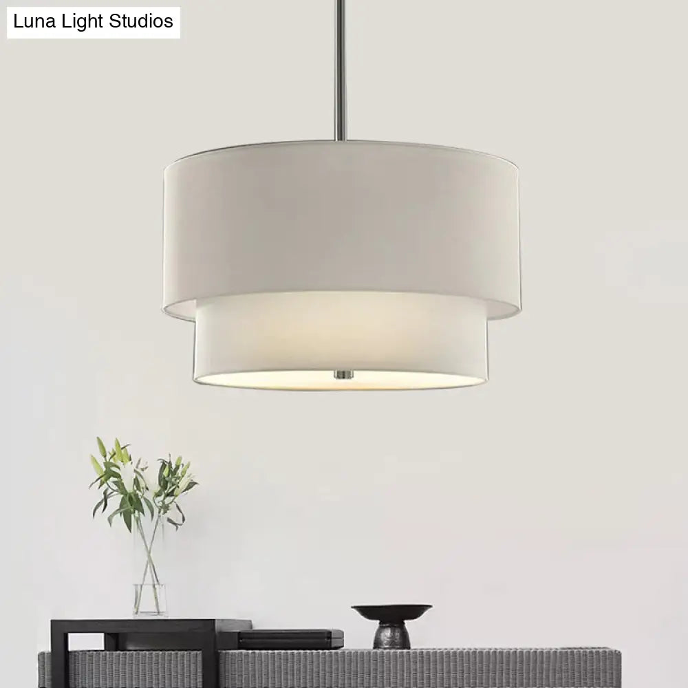 Traditional Layered Tier Chandelier - 3-Light Ceiling Light In Black/White/Flaxen 16/19.5/23.5 Wide