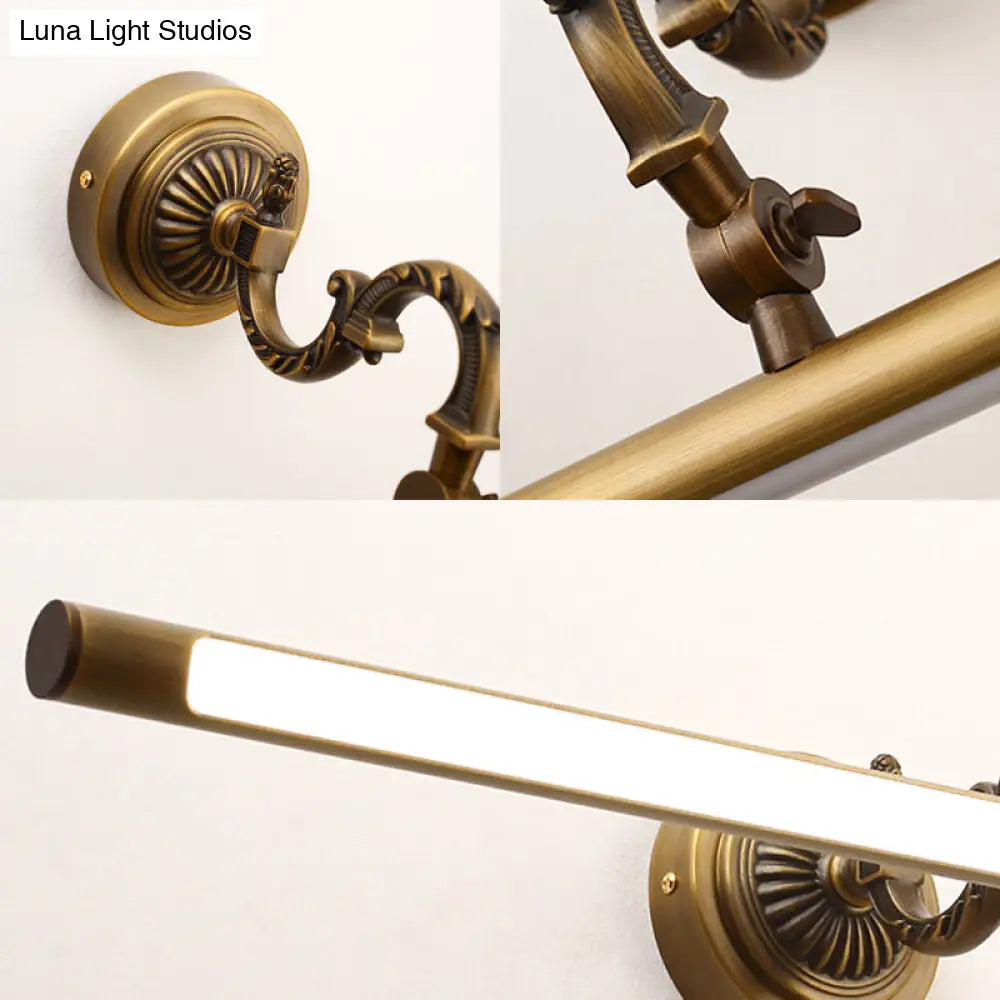 Traditional Led Antique Brass Vanity Light - 18/23/29.5 Wide Linear Sconce Lamp Wall Mounted