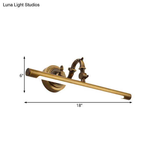 Traditional Led Antique Brass Vanity Light - 18/23/29.5 Wide Linear Sconce Lamp Wall Mounted