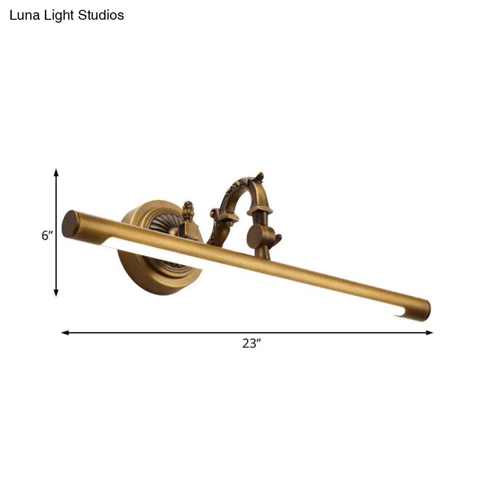 Traditional Led Antique Brass Vanity Light - 18/23/29.5 Wide Linear Sconce Lamp Wall Mounted