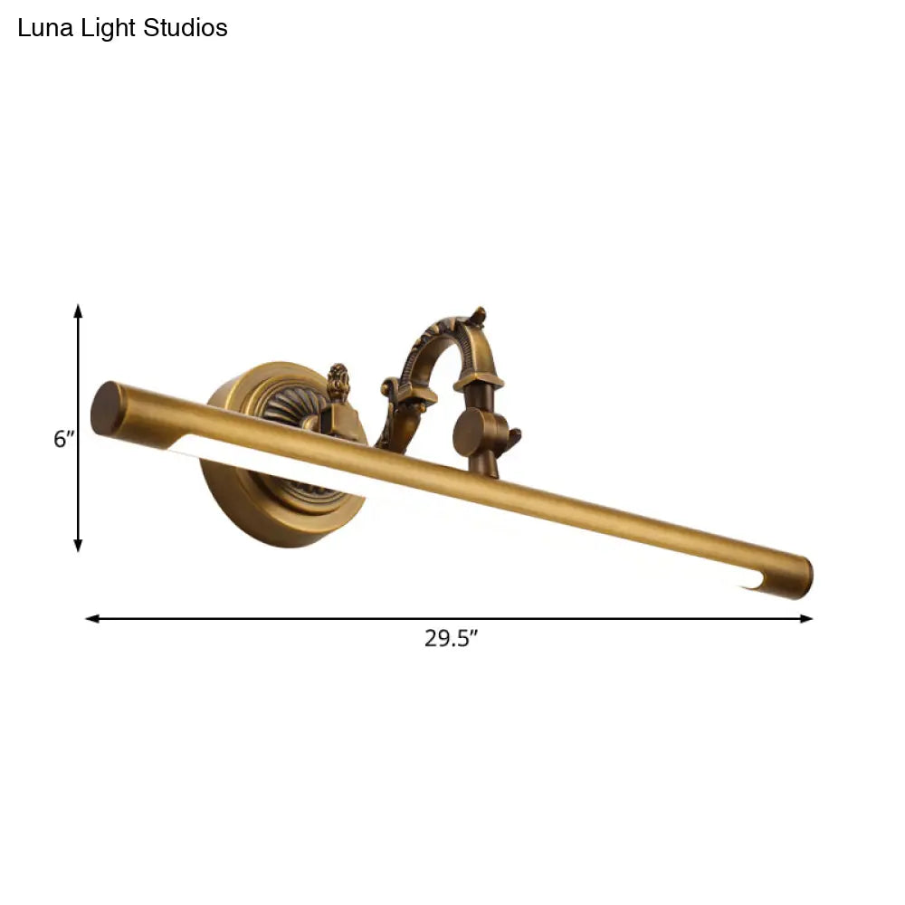 Traditional Led Antique Brass Vanity Light - 18/23/29.5 Wide Linear Sconce Lamp Wall Mounted