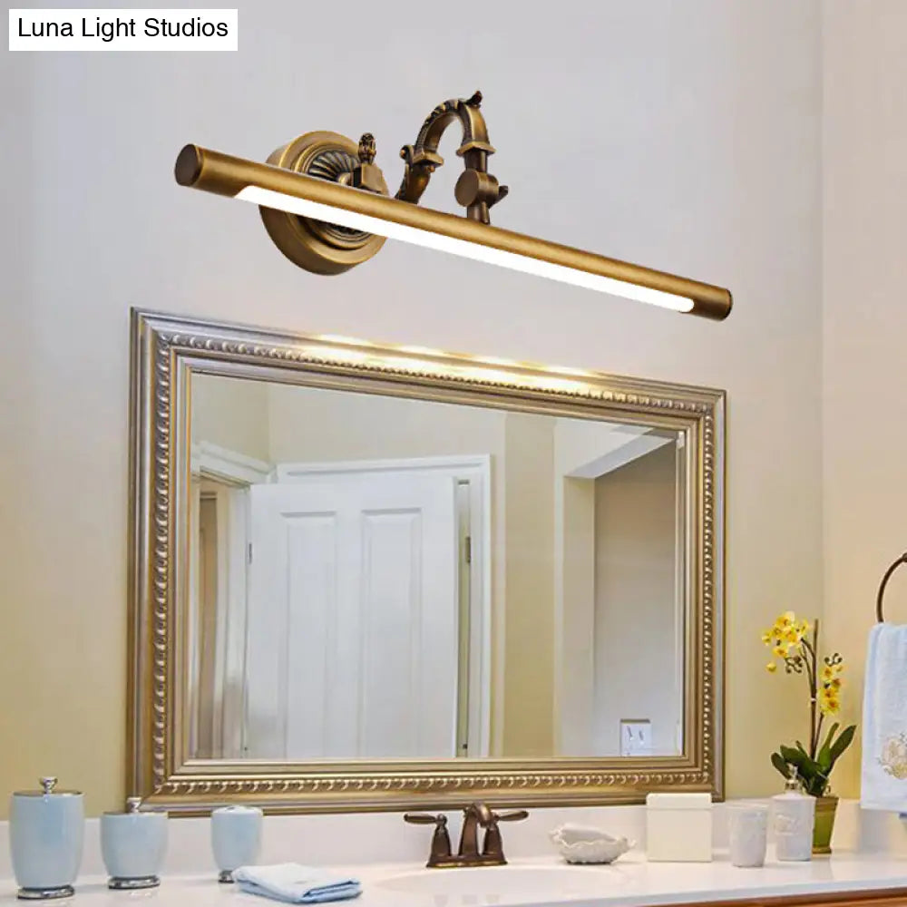 Traditional Led Antique Brass Vanity Light - 18/23/29.5 Wide Linear Sconce Lamp Wall Mounted