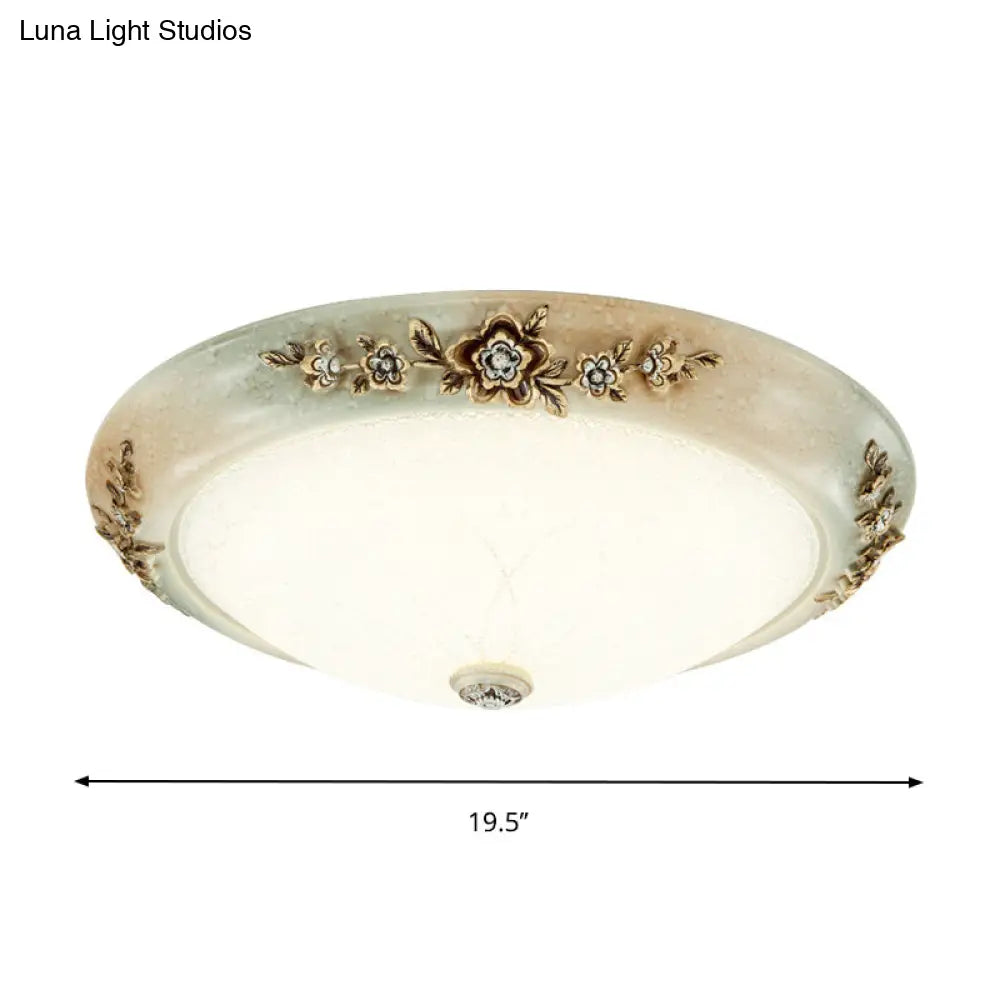 Traditional Led Dome Ceiling Light With Milky White Glass In 3 Sizes And 2 Temperatures -White/Brown