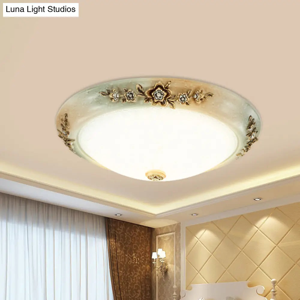 Traditional Led Dome Ceiling Light With Milky White Glass In 3 Sizes And 2 Temperatures -White/Brown