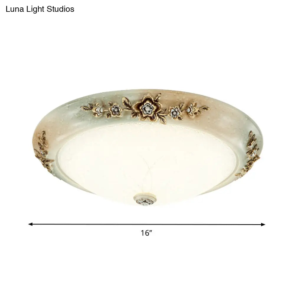 Traditional Led Dome Ceiling Light With Milky White Glass In 3 Sizes And 2 Temperatures -White/Brown