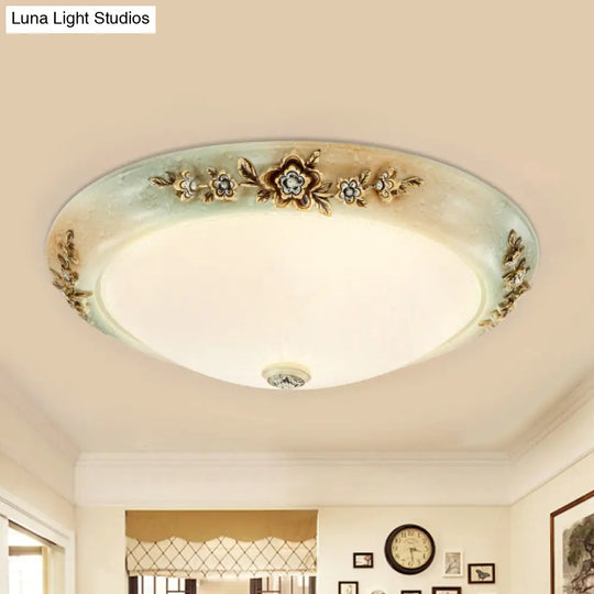 Traditional Led Dome Ceiling Light With Milky White Glass In 3 Sizes And 2 Temperatures -White/Brown