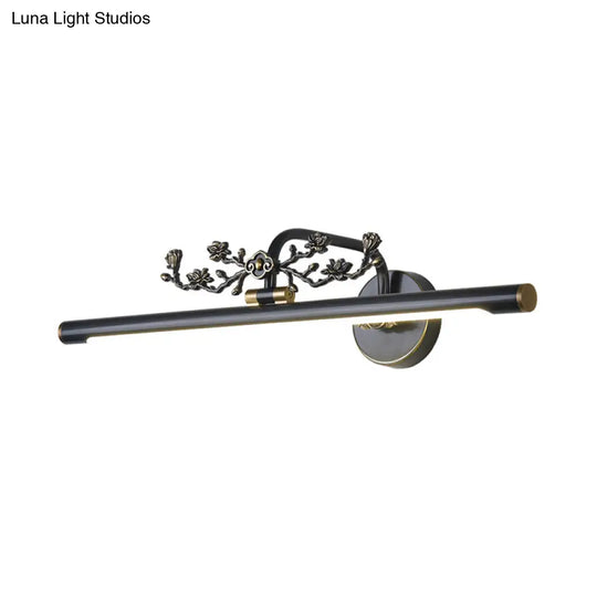 Traditional Led Metal Sconce Vanity Light In Black/Antique Brass - Sizes 14/18/23 For Bathroom