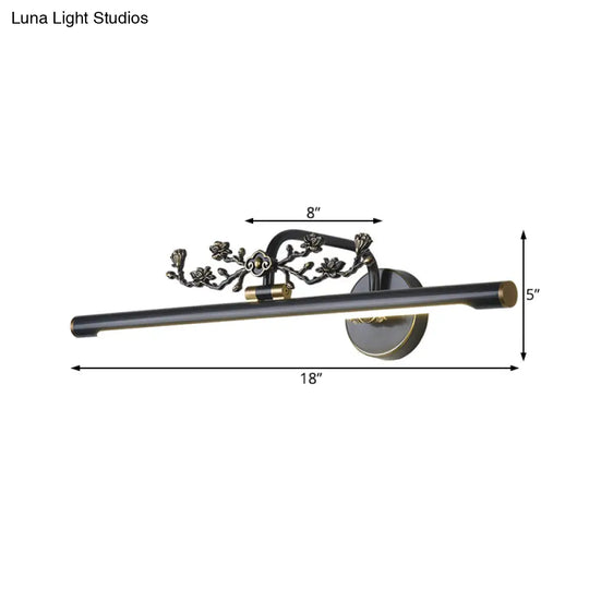 Traditional Led Metal Sconce Vanity Light In Black/Antique Brass - Sizes 14/18/23 For Bathroom