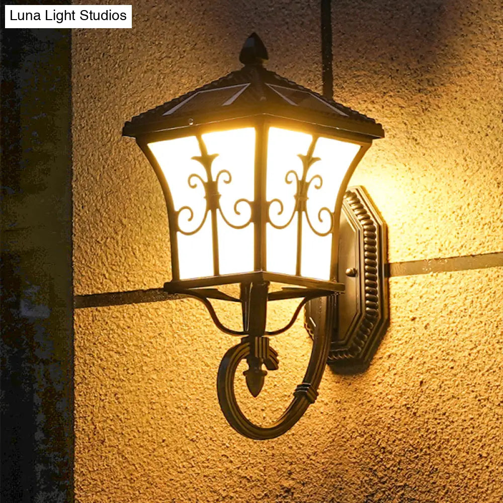 Traditional Led Solar Wall Light - Flared Square Acrylic Design