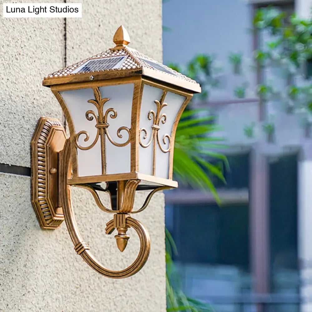 Traditional Led Solar Wall Light - Flared Square Acrylic Design