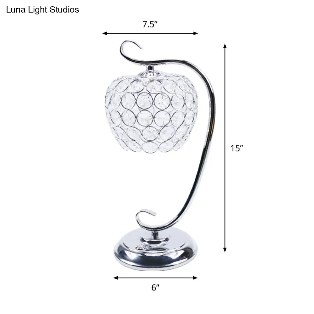 Traditional Led Table Lamp With Swirled Arm And Clear Crystal Dome Ideal Night Light For Living Room