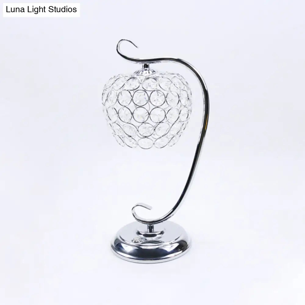 Traditional Led Table Lamp With Swirled Arm And Clear Crystal Dome Ideal Night Light For Living Room