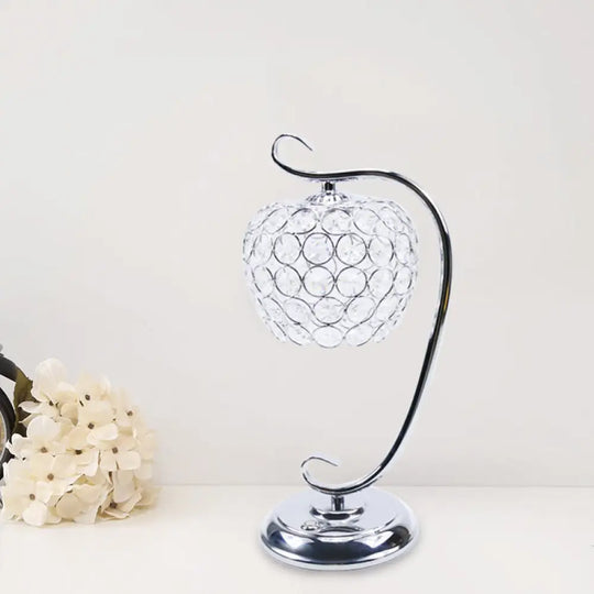 Traditional Led Table Lamp With Swirled Arm And Clear Crystal Dome Ideal Night Light For Living Room