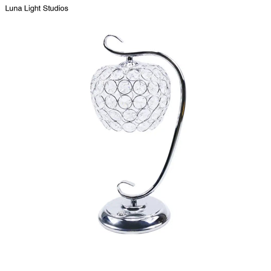 Traditional Led Table Lamp With Swirled Arm And Clear Crystal Dome Ideal Night Light For Living Room