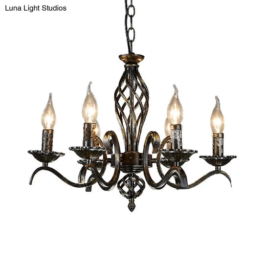 Traditional Metal 6-Bulb Black Chandelier Pendant Light - Ideal For Kitchen Island