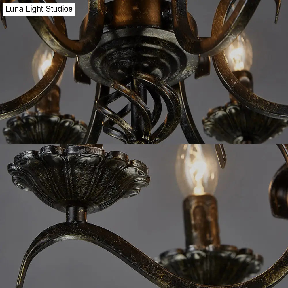 Traditional Metal 6-Bulb Black Chandelier Pendant Light - Ideal For Kitchen Island