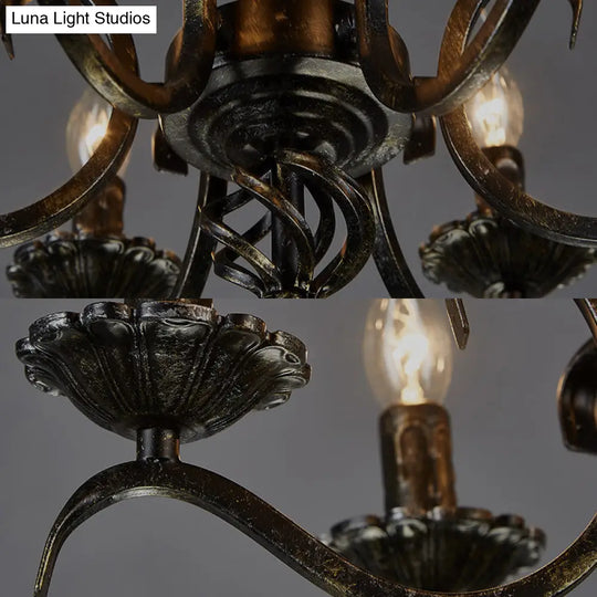 Traditional Metal 6-Bulb Black Chandelier Pendant Light - Ideal For Kitchen Island