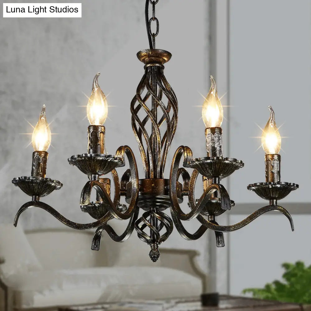 Traditional Metal 6-Bulb Black Chandelier Pendant Light - Ideal For Kitchen Island