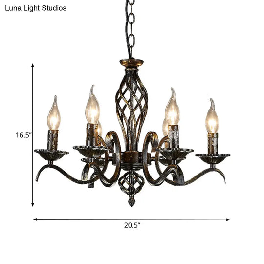 Traditional Metal 6-Bulb Black Chandelier Pendant Light - Ideal For Kitchen Island