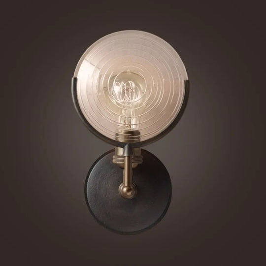 Traditional Metal Armed Sconce Light - 11.5/24 Wide 1 Head Black Wall Lamp With Frosted Glass Deco /